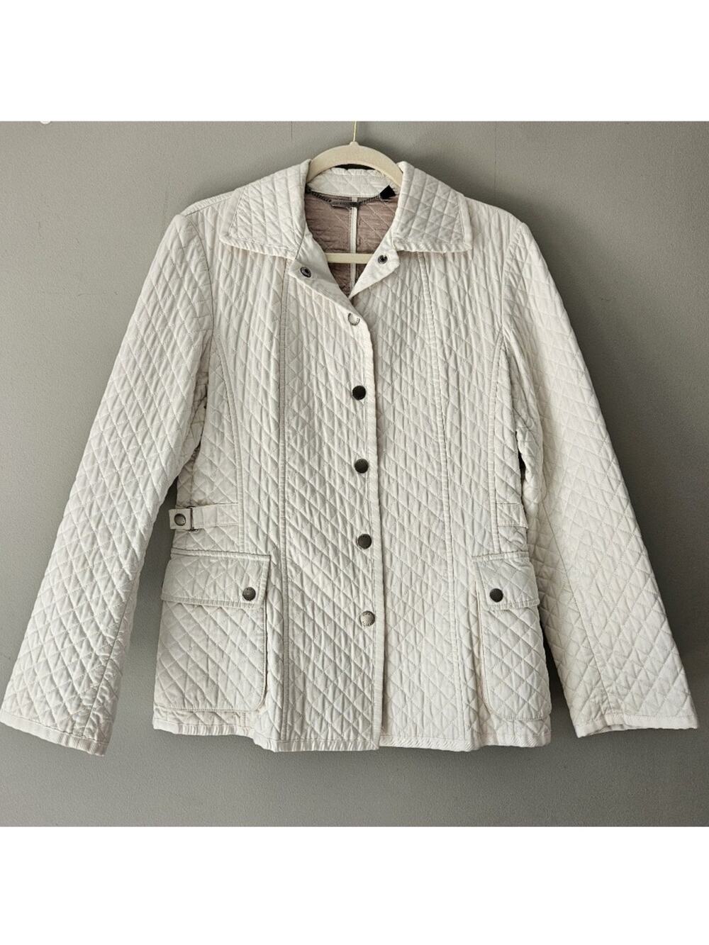 Y2K  Dana Buchman White Beige Jacket Womens Quilted S
